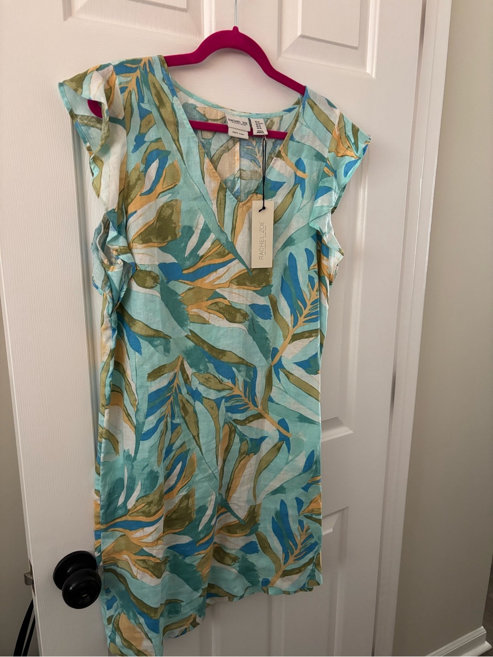 Rachel Zoe Aqua and Teal Leaf-Print Dress